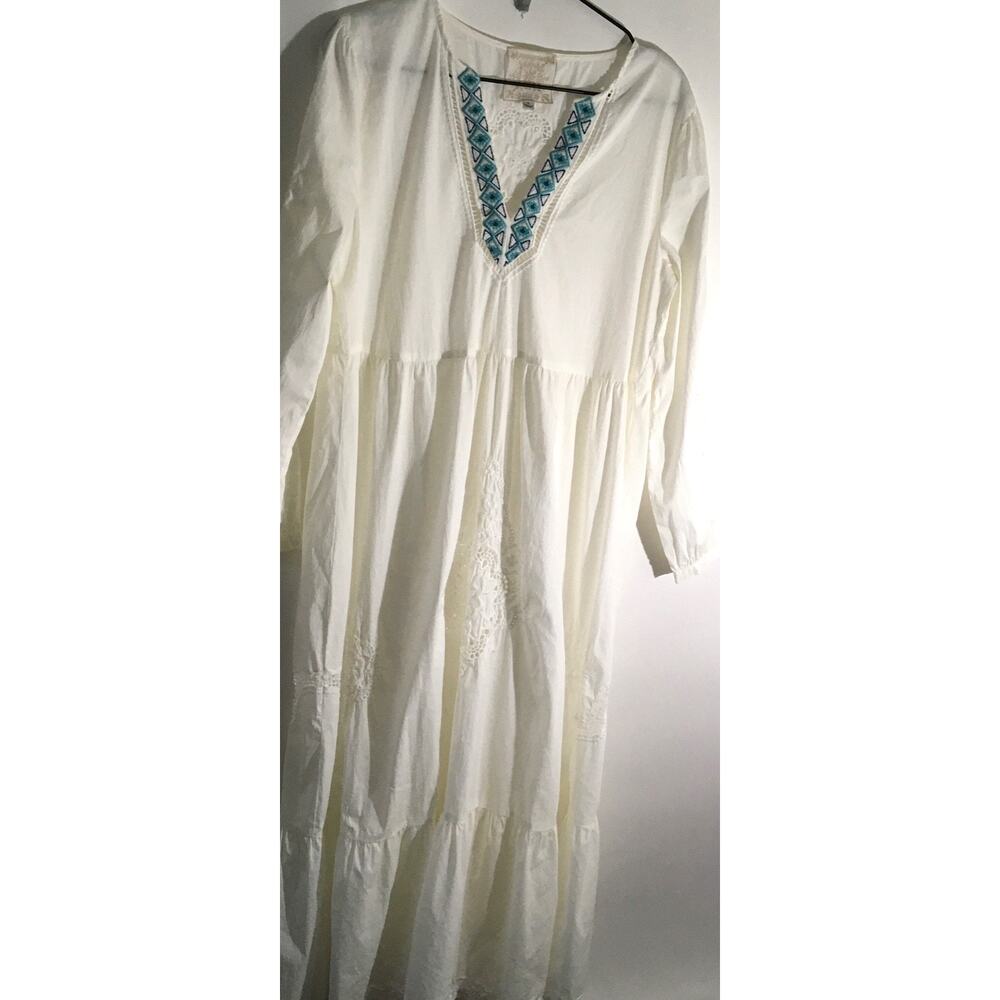 Johnny Was Baraz Midi Women's Size Small White Embroidered Eyelet Detail Boho - Picture 4 of 9